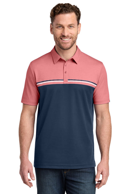 TravisMathew Sunset Blocked Polo in Cardinal Heather/ Blue Nights, style TM1MY401