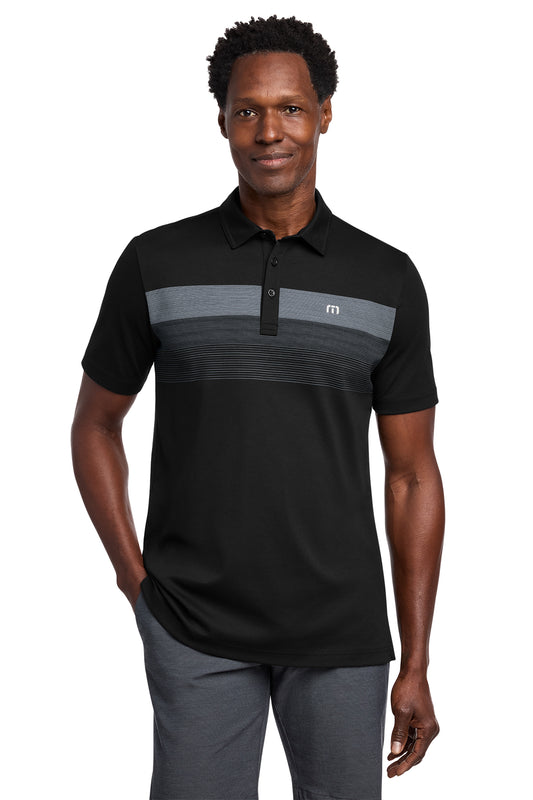 TravisMathew Coastal Chest Stripe Polo in Black, style TM1MY402
