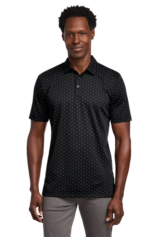 TravisMathew Oceanside Geo Polo in Black/ Aegean Blue, style TM1MY403