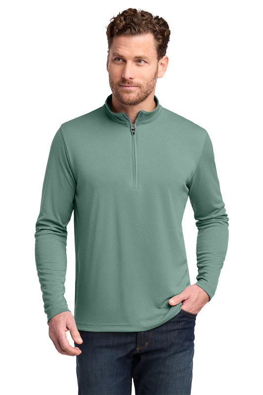 TravisMathew Coto Performance 1/4-Zip in Beryl Green Heather, style TM1MY397