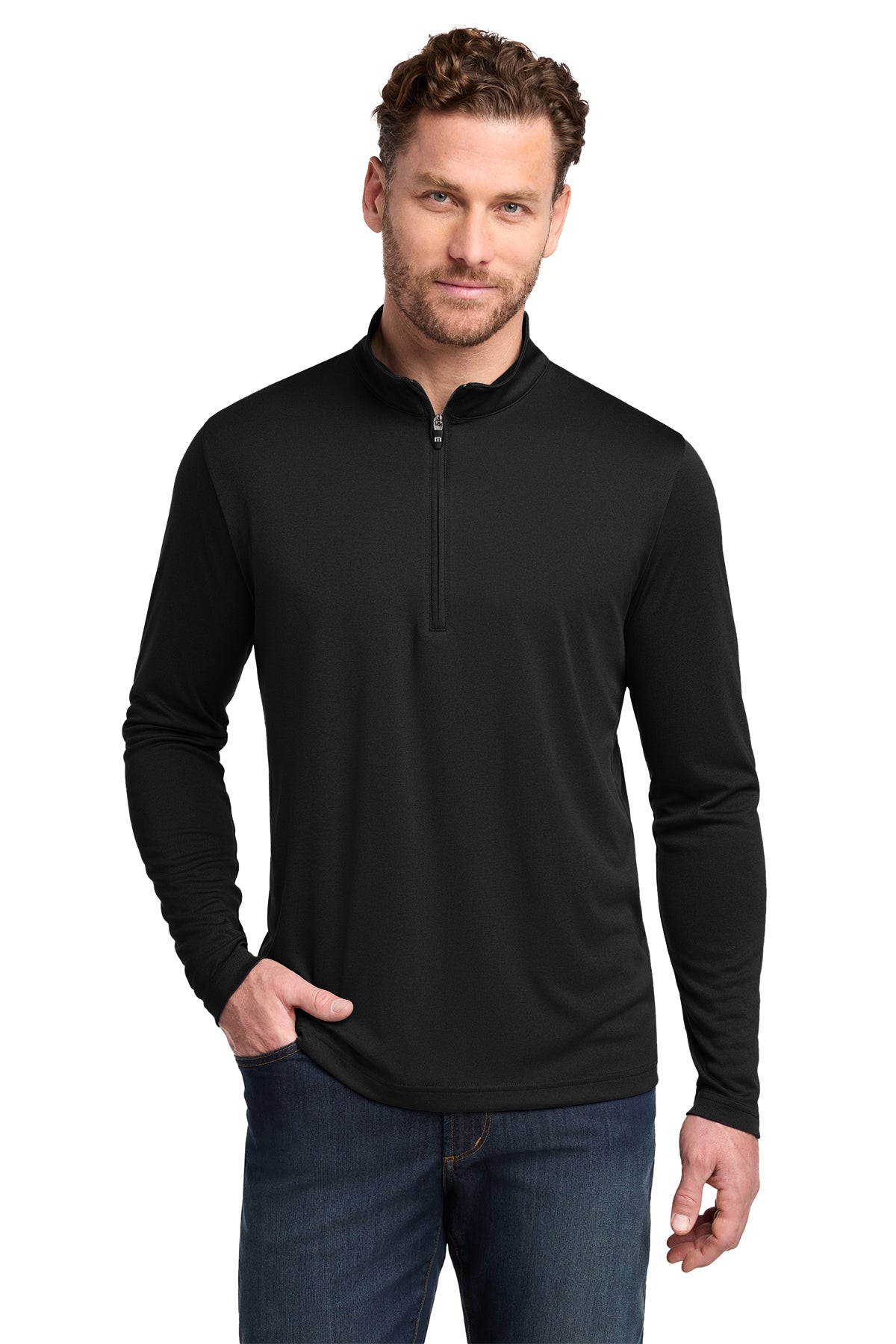 TravisMathew Coto Performance 1/4-Zip in Black, style TM1MY397