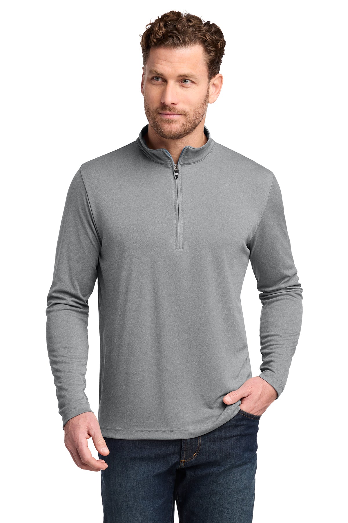 TravisMathew Coto Performance 1/4-Zip in Quiet Shade Grey Heather, style TM1MY397