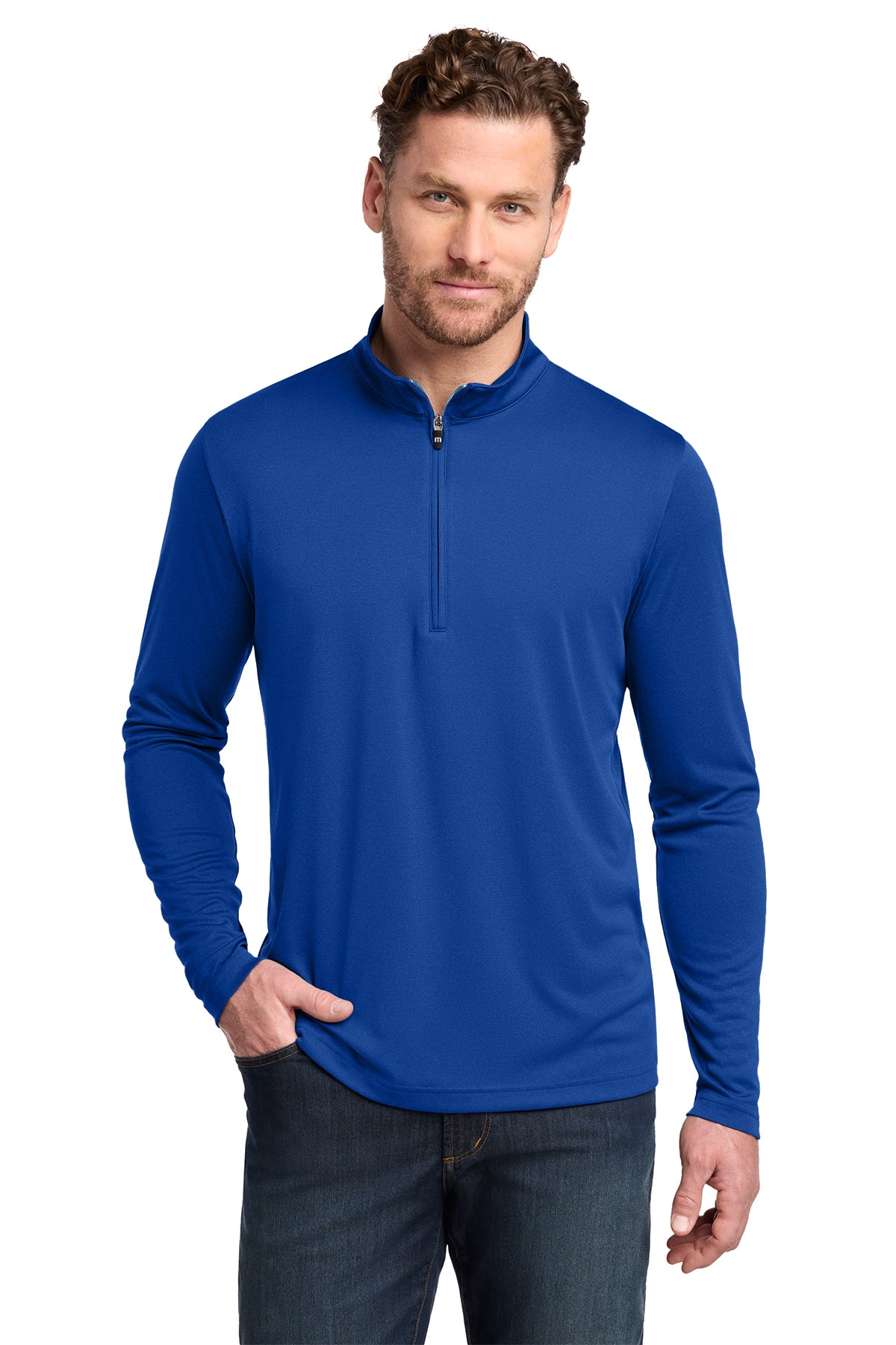 TravisMathew Coto Performance 1/4-Zip in Royal Blue, style TM1MY397