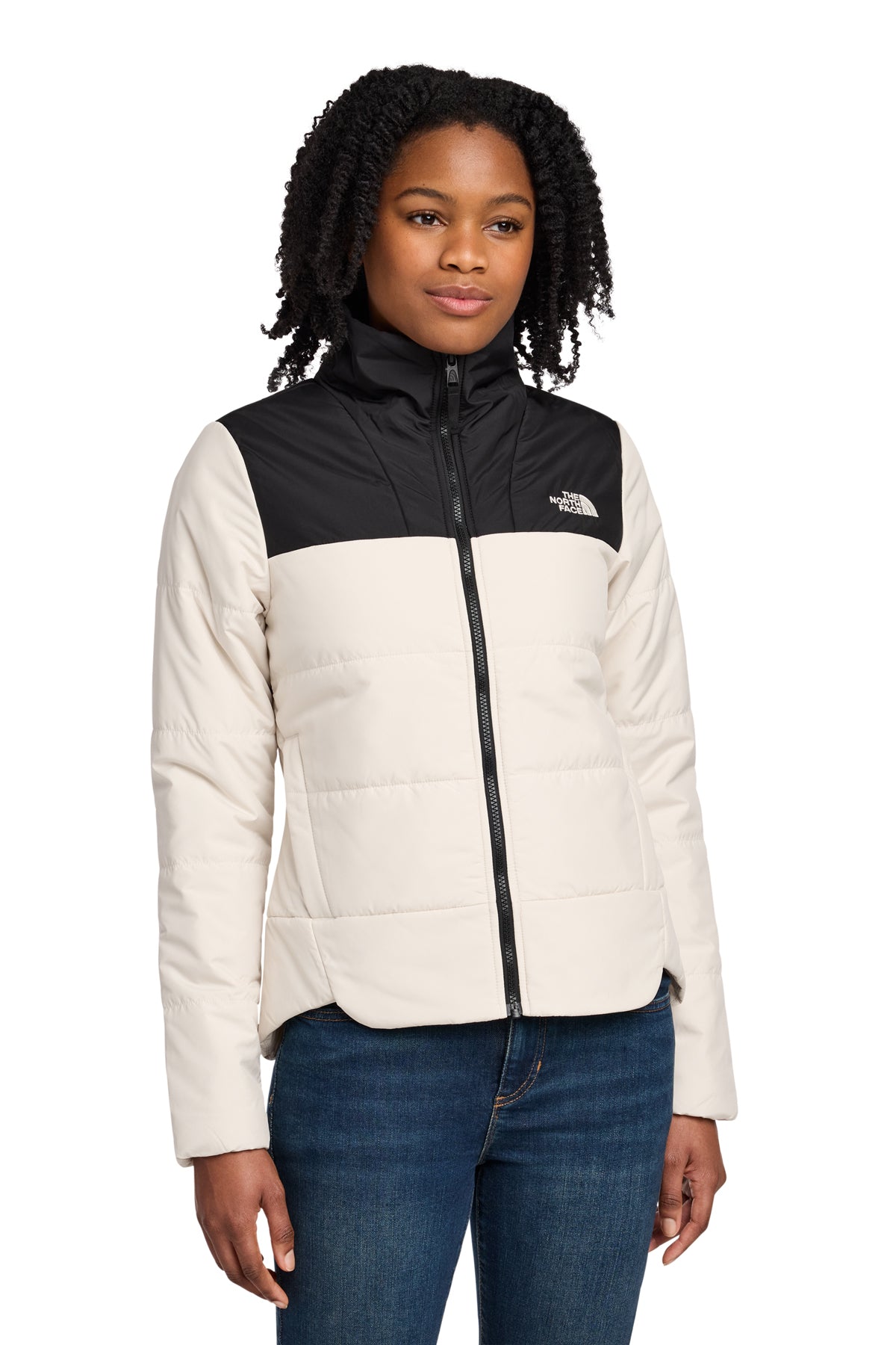 The North Face Women's Chest Logo Everyday Insulated Jacket in Vintage White, style NF0A7V6K