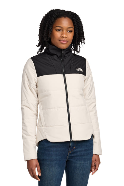 The North Face Women's Chest Logo Everyday Insulated Jacket in Vintage White, style NF0A7V6K