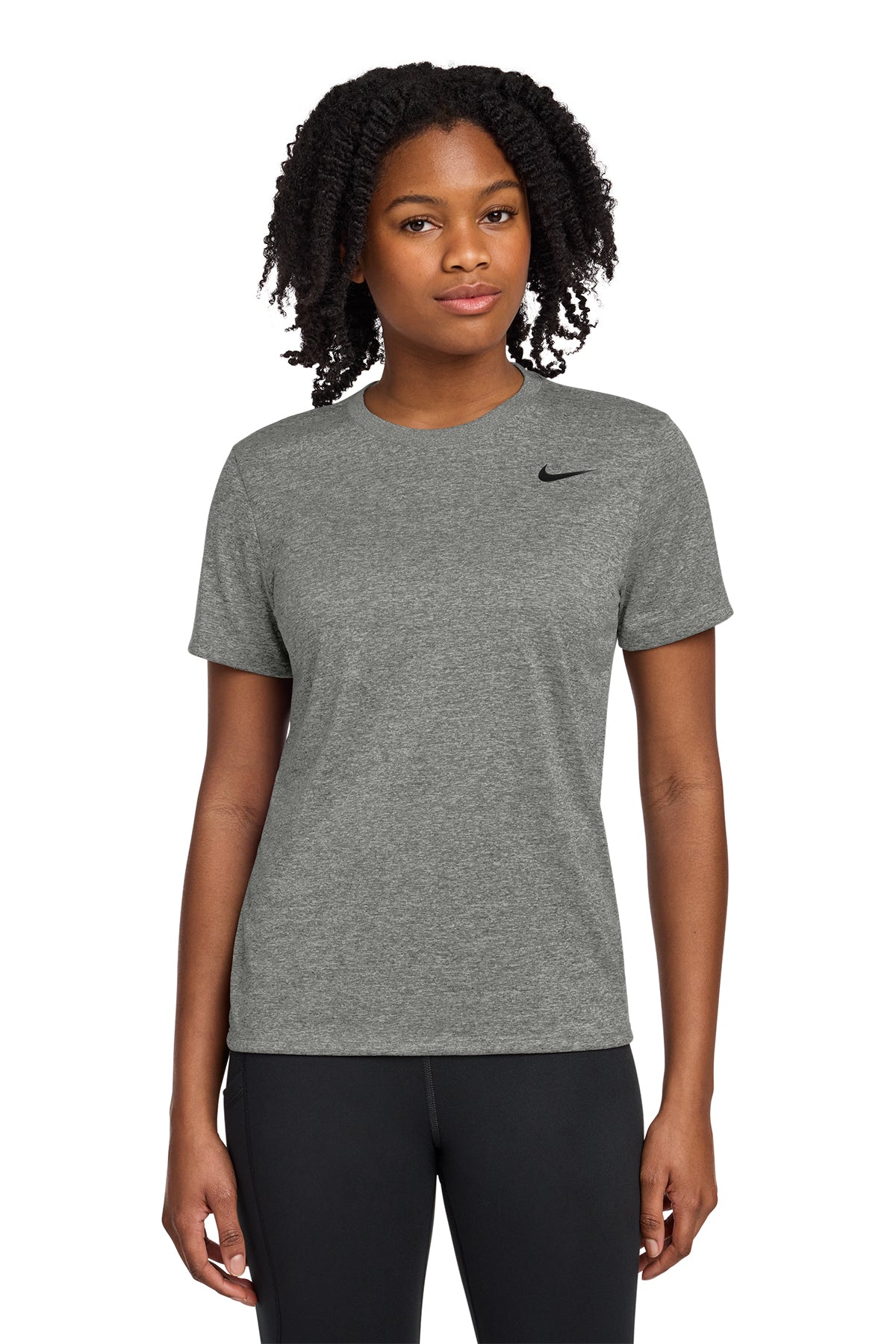 Nike Women's Team rLegend Tee in Carbon Heather, style DV7312