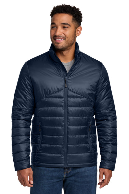 Eddie Bauer Quilted Jacket in River Blue Navy, style EB510
