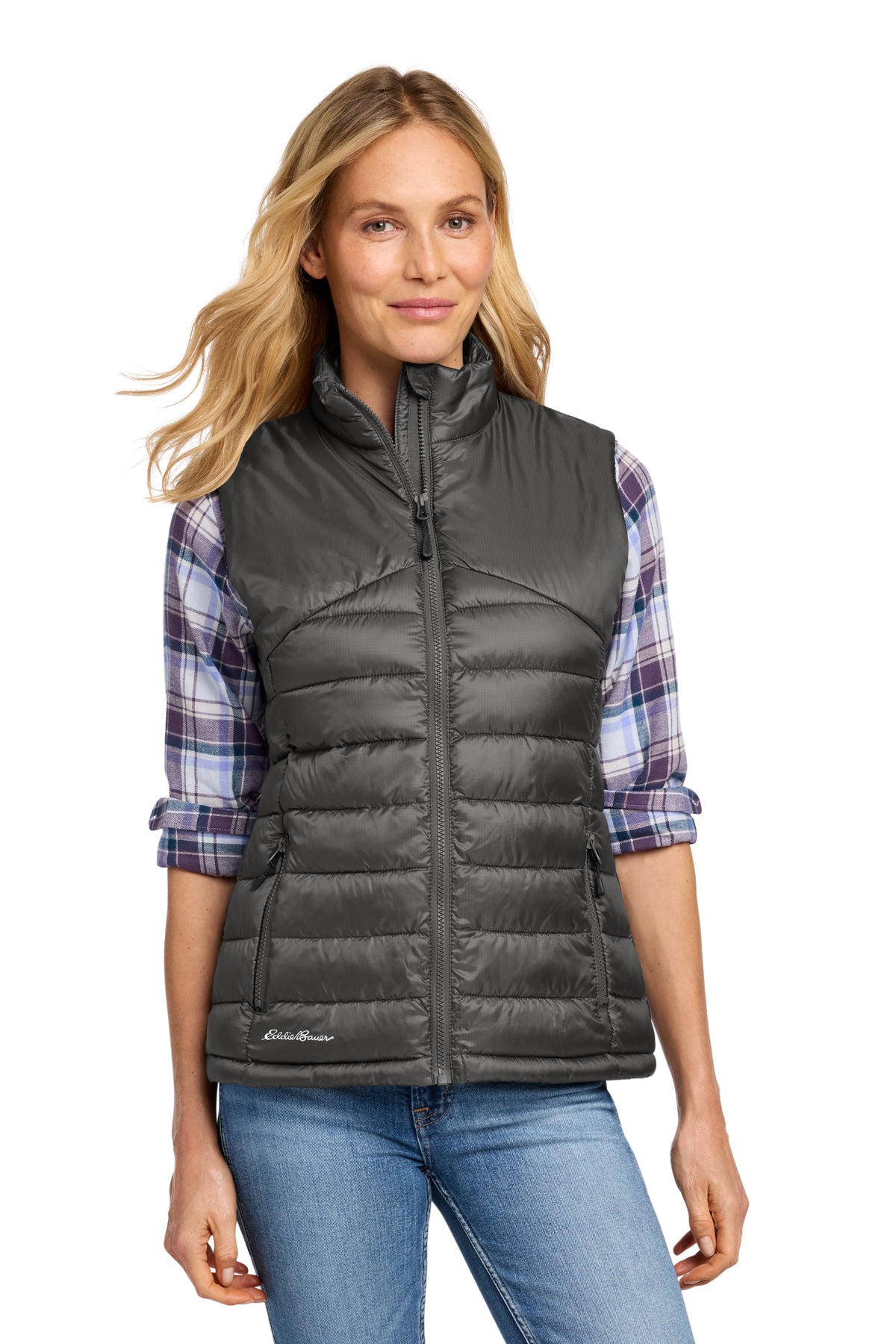 Eddie Bauer Women's Quilted Vest in Iron Gate, style EB513