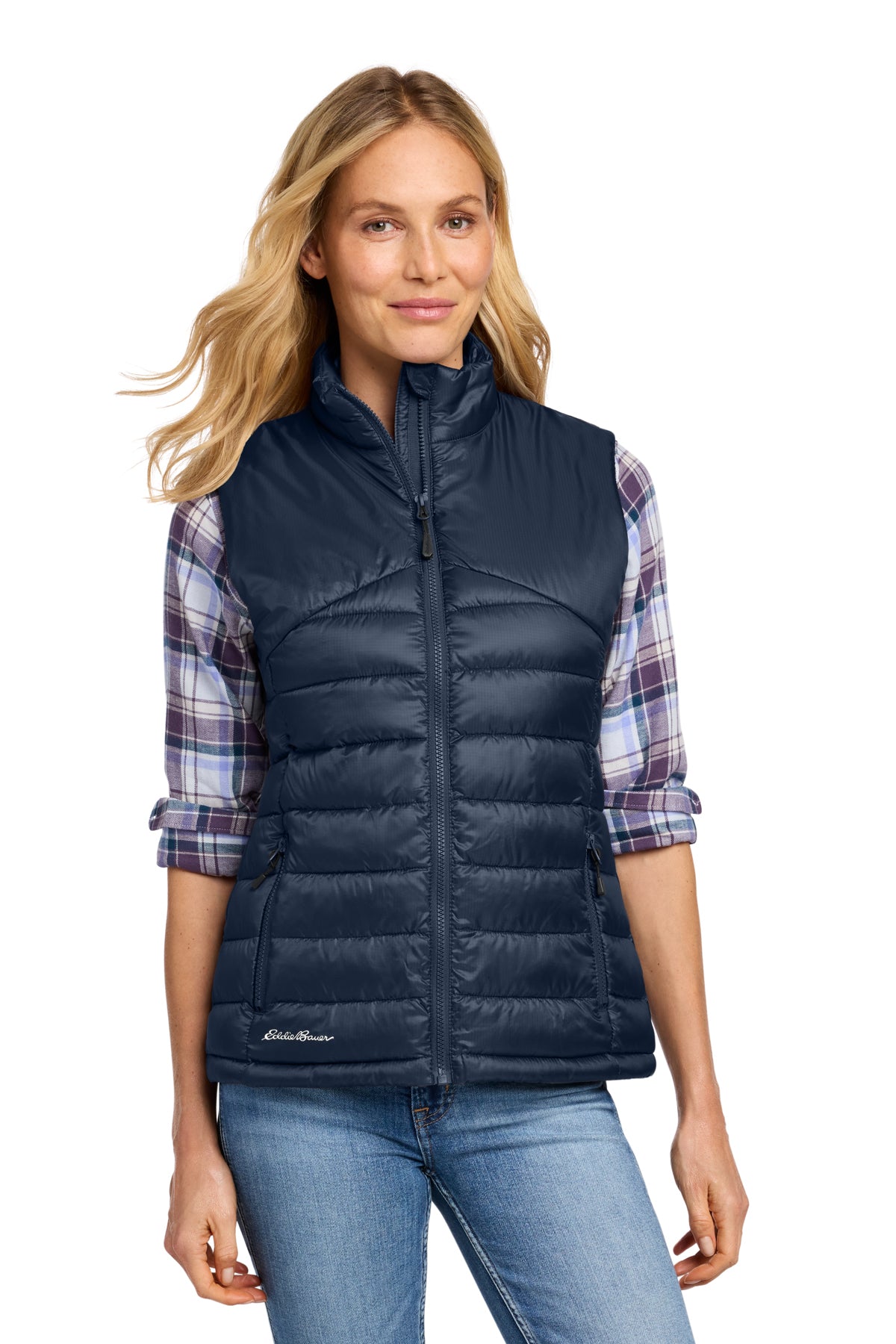 Eddie Bauer Women's Quilted Vest in River Blue Navy, style EB513