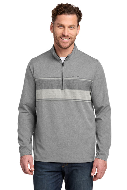 TravisMathew Balboa Chest Stripe 1/4-Zip in Dark Grey Heather, style TM1MZ340