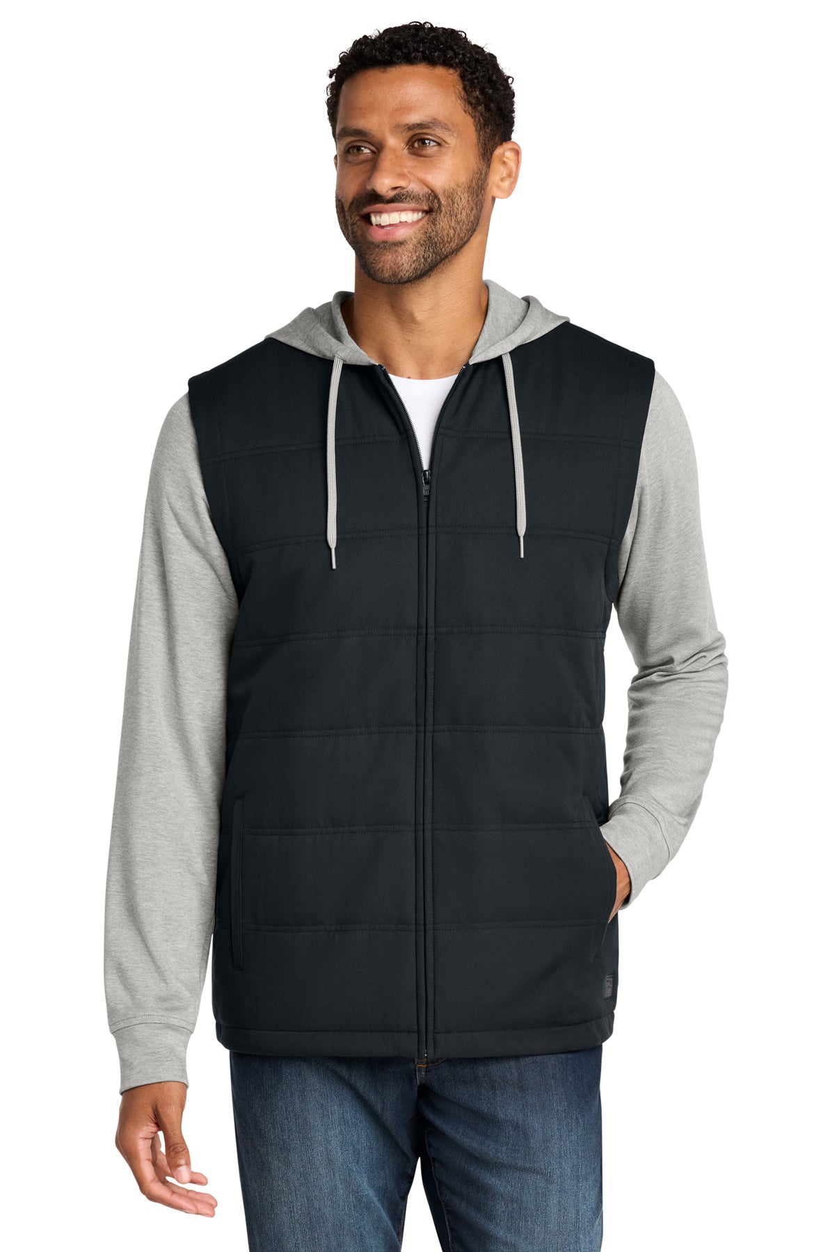 TravisMathew Tides Up Hooded Jacket in Black/ Grey Heather, style TM1MZ336