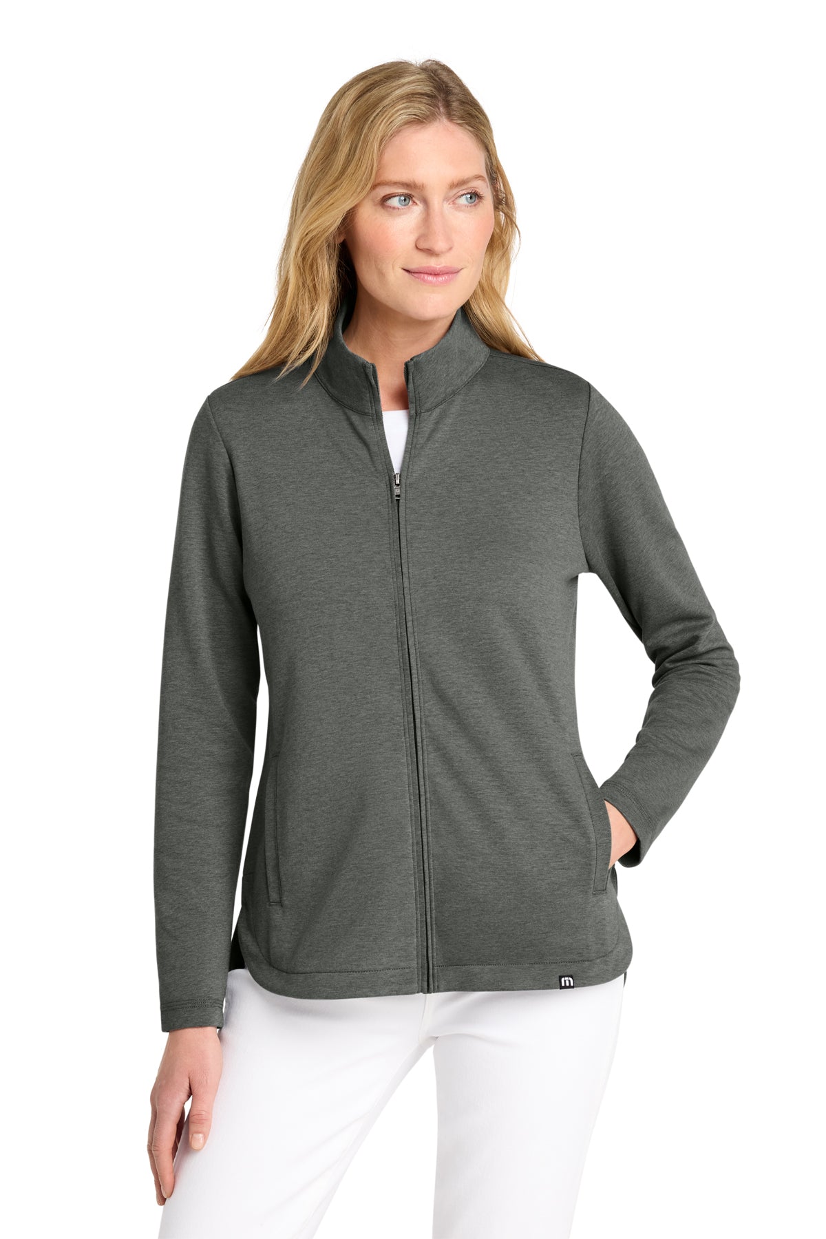 TravisMathew Women's Coveside Full-Zip in Dark Grey Heather, style TM1LD001