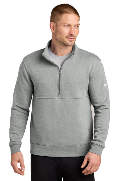 Nike Club Fleece Sleeve Swoosh 1/2-Zip in Dark Grey Heather, style NKDX6718
