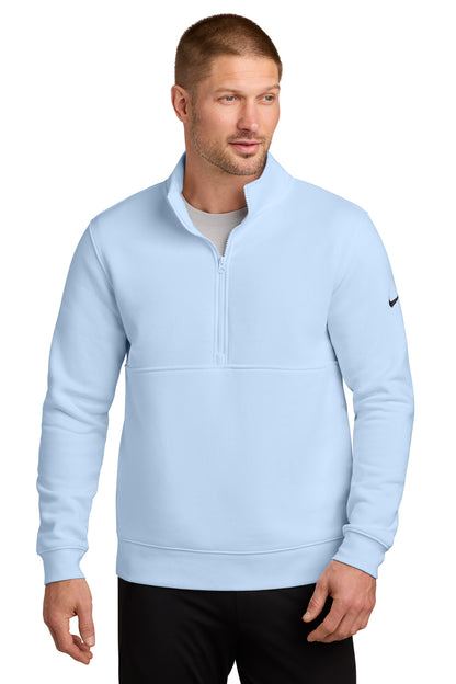 Nike Club Fleece Sleeve Swoosh 1/2-Zip in Hydrogen Blue, style NKDX6718