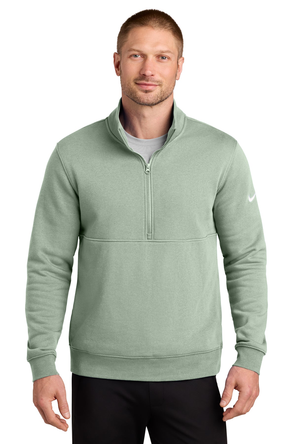 Nike Club Fleece Sleeve Swoosh 1/2-Zip in Jade Horizon, style NKDX6718