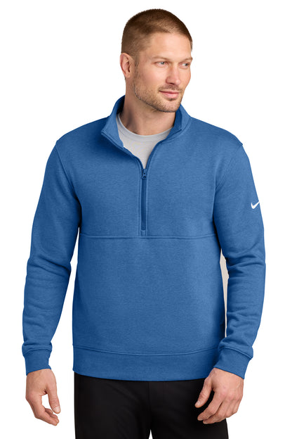 Nike Club Fleece Sleeve Swoosh 1/2-Zip in Light Game Royal Heather, style NKDX6718