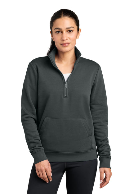 Nike Women's Club Fleece Sleeve Swoosh 1/2-Zip in Anthracite, style NKDX6720