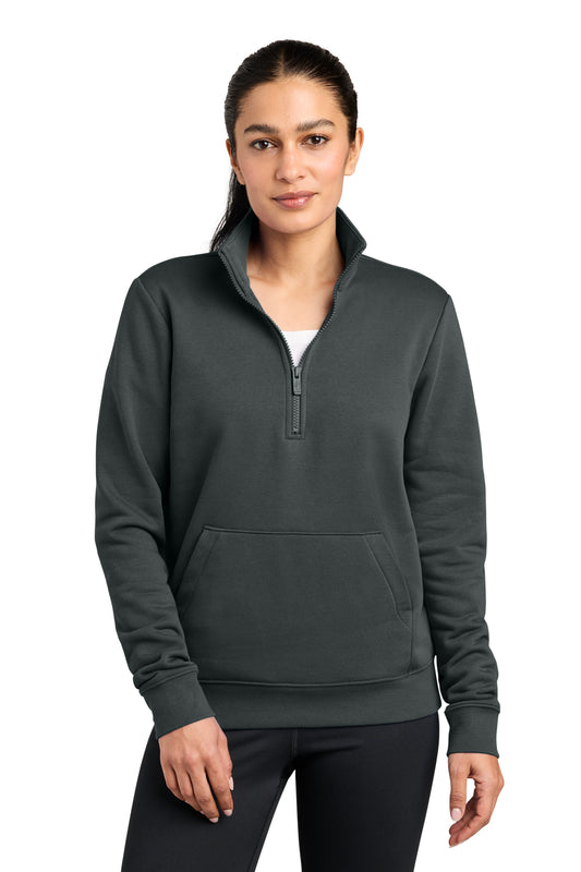 Nike Women's Club Fleece Sleeve Swoosh 1/2-Zip in Anthracite, style NKDX6720