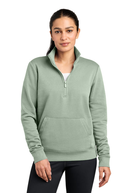 Nike Women's Club Fleece Sleeve Swoosh 1/2-Zip in Jade Horizon, style NKDX6720