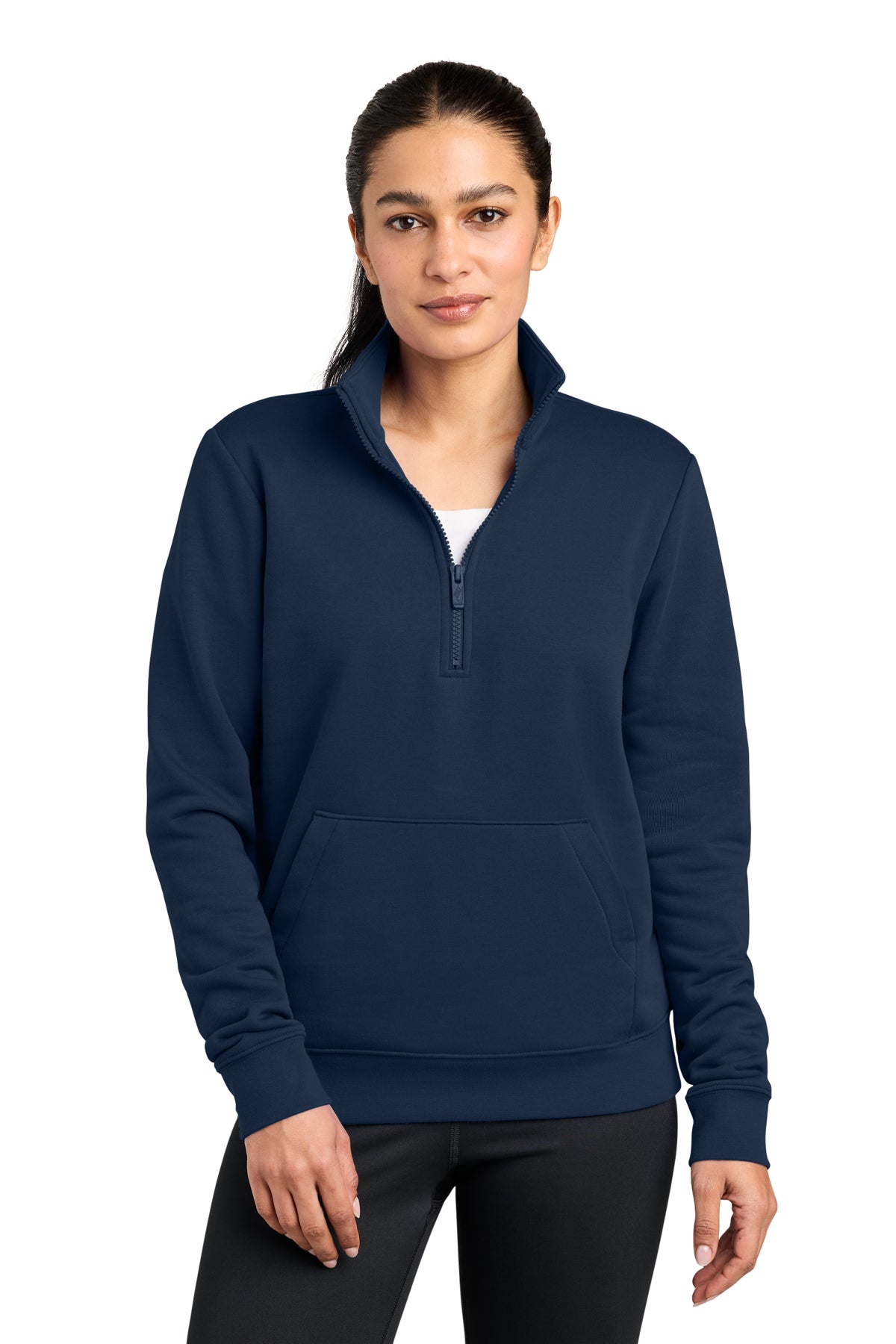 Nike Women's Club Fleece Sleeve Swoosh 1/2-Zip in Midnight Navy, style NKDX6720