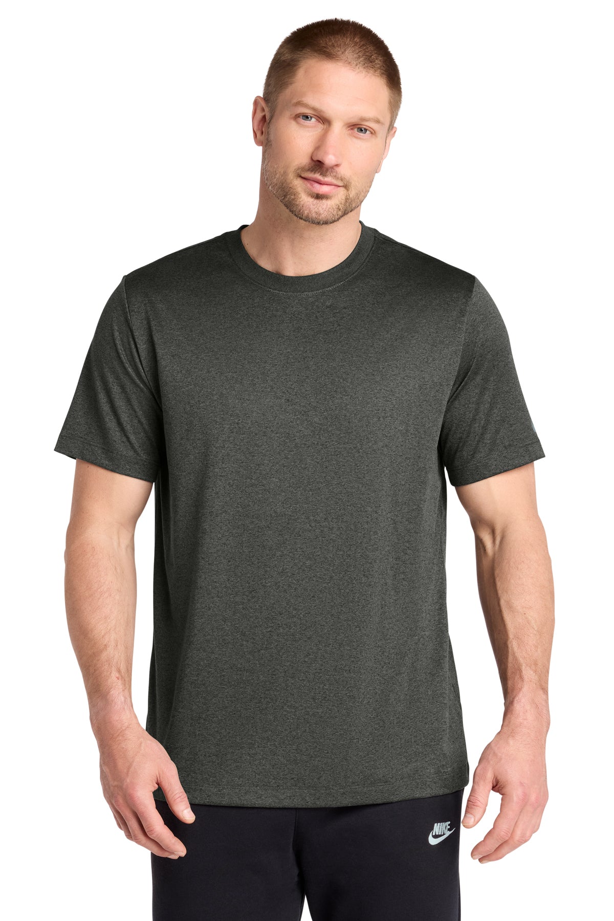Nike Swoosh Sleeve rLegend Tee in Dark Smoke Heather, style NKDX8730