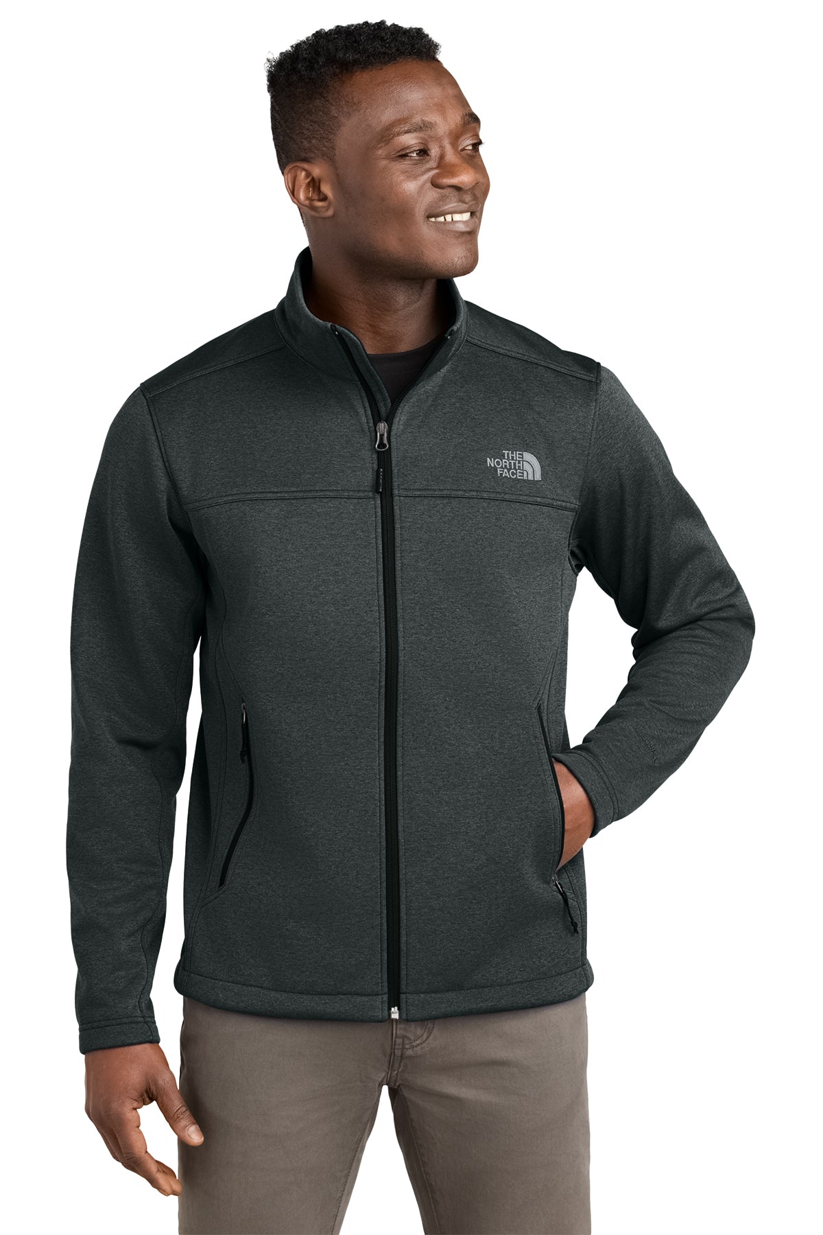 The North Face Chest Logo Ridgewall Soft Shell Jacket in TNF Dark Grey Heather, style NF0A88D5