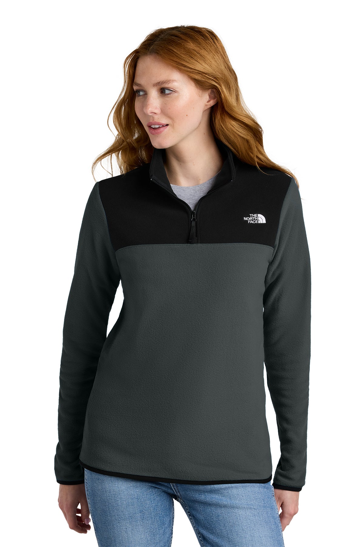 The North Face Women's Glacier 1/4-Zip Fleece in Asphalt Grey/ TNF Black, style NF0A7V4M