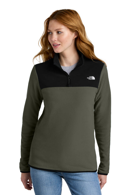 The North Face Women's Glacier 1/4-Zip Fleece in New Taupe Green/ TNF Black, style NF0A7V4M