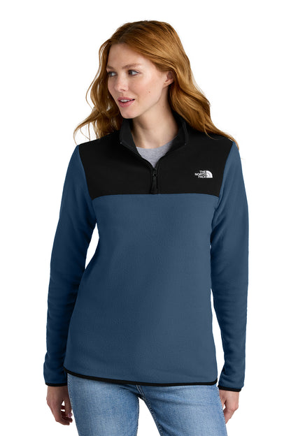 The North Face Women's Glacier 1/4-Zip Fleece in Shady Blue/ TNF Black, style NF0A7V4M