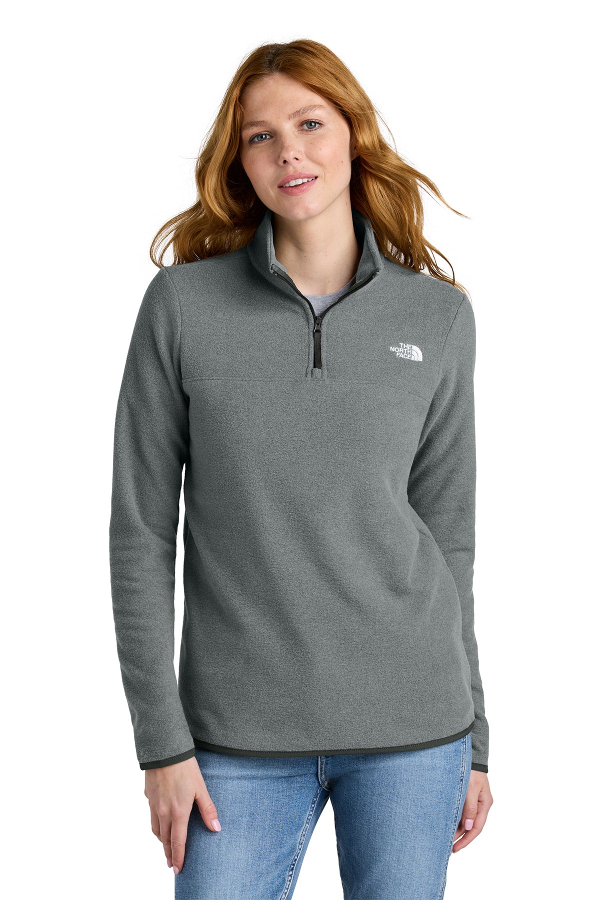 The North Face Women's Glacier 1/4-Zip Fleece in TNF Medium Grey Heather, style NF0A7V4M