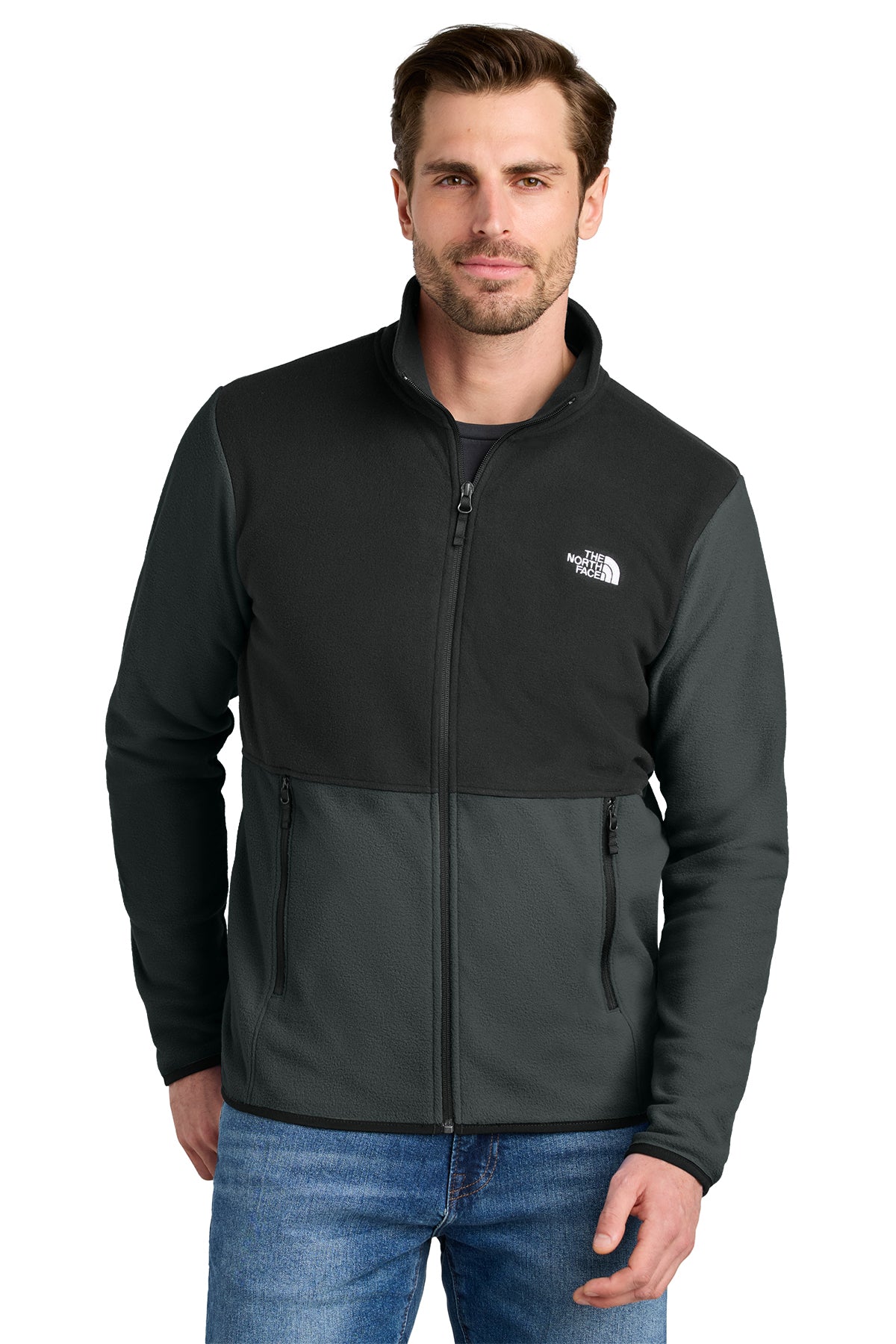 The North Face Glacier Full-Zip Fleece Jacket in Asphalt Grey/ TNF Black, style NF0A7V4J