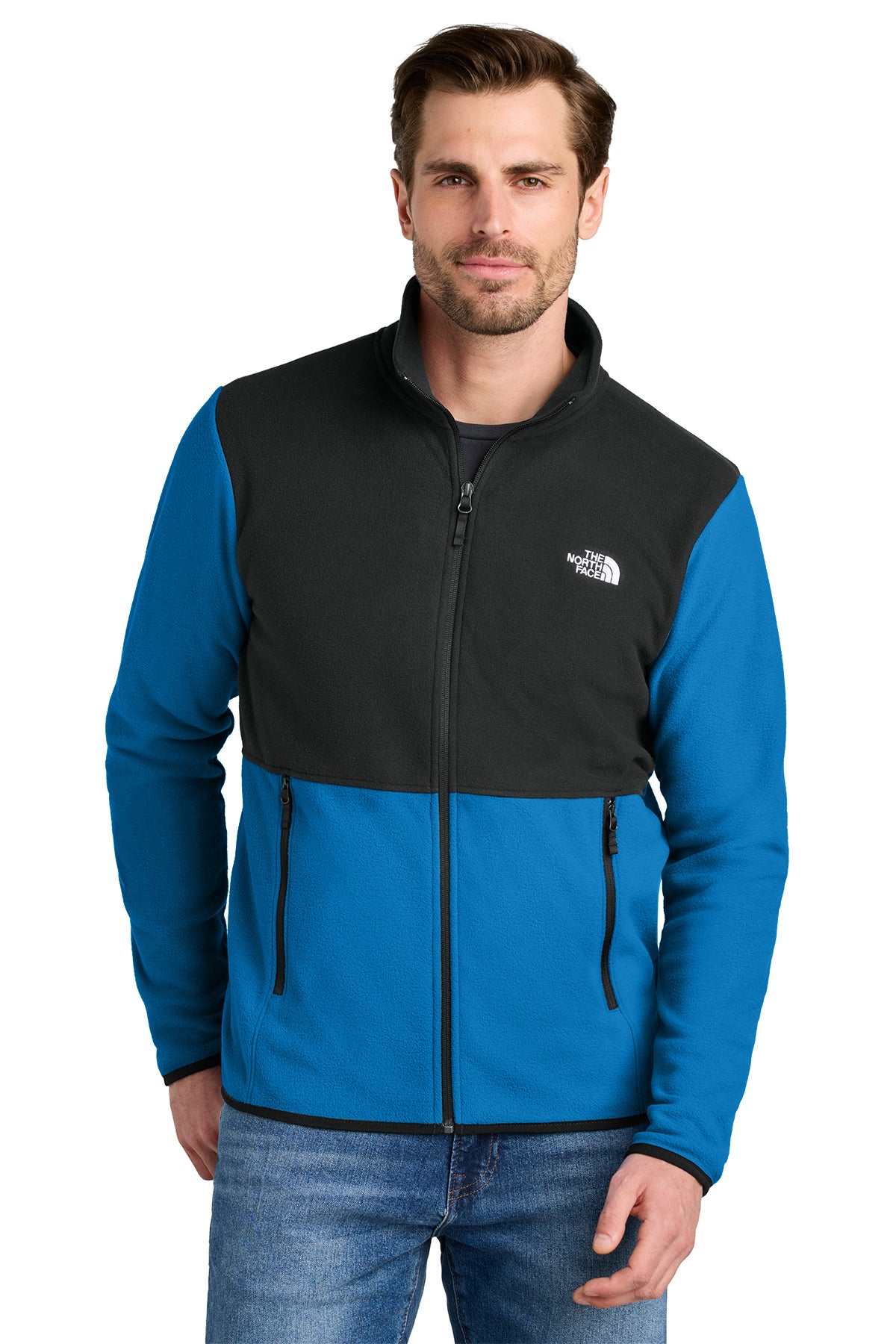 The North Face Glacier Full-Zip Fleece Jacket in Hero Blue/ TNF Black, style NF0A7V4J