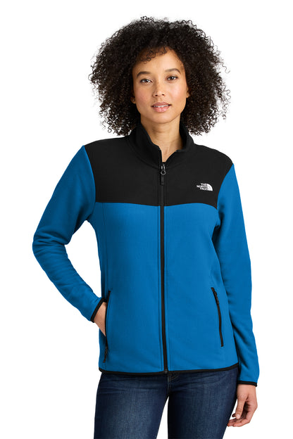 The North Face Women's Glacier Full-Zip Fleece Jacket in Hero Blue/ TNF Black, style NF0A7V4K