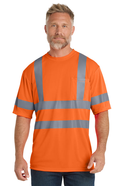 CornerStone ANSI 107 Class 3 Short Sleeve Snag-Resistant Reflective T-Shirt in safety orange