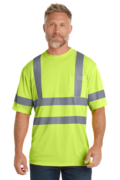 CornerStone ANSI 107 Class 3 Short Sleeve Snag-Resistant Reflective T-Shirt in safety yellow