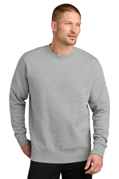 Nike Club Fleece Sleeve Swoosh Crew in Dark Grey Heather, style NKFD9863