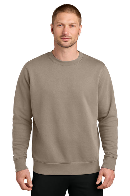 Nike Club Fleece Sleeve Swoosh Crew in Khaki, style NKFD9863
