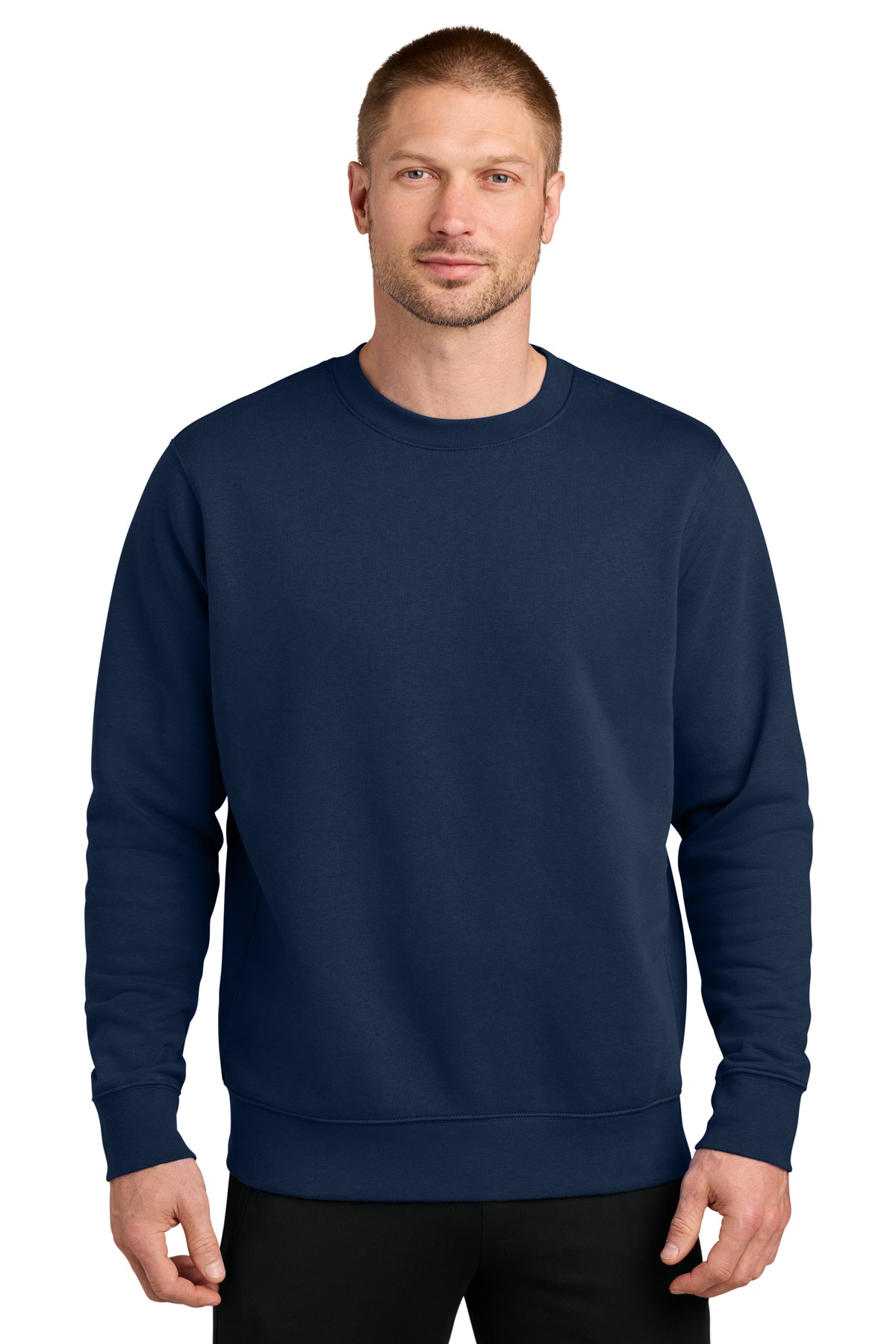 Nike Club Fleece Sleeve Swoosh Crew in Midnight Navy, style NKFD9863