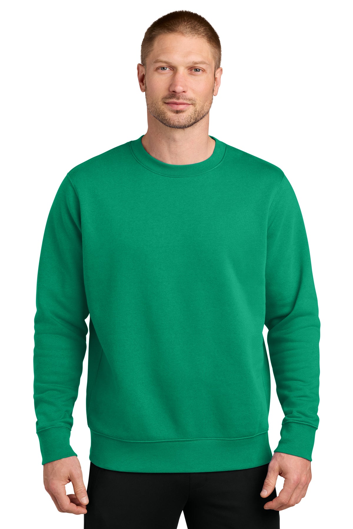 Nike Club Fleece Sleeve Swoosh Crew in Stadium Green, style NKFD9863