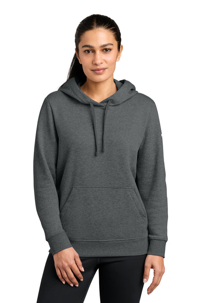 Nike Women's Club Fleece Sleeve Swoosh Pullover Hoodie in Charcoal Heather, style NKFD9889