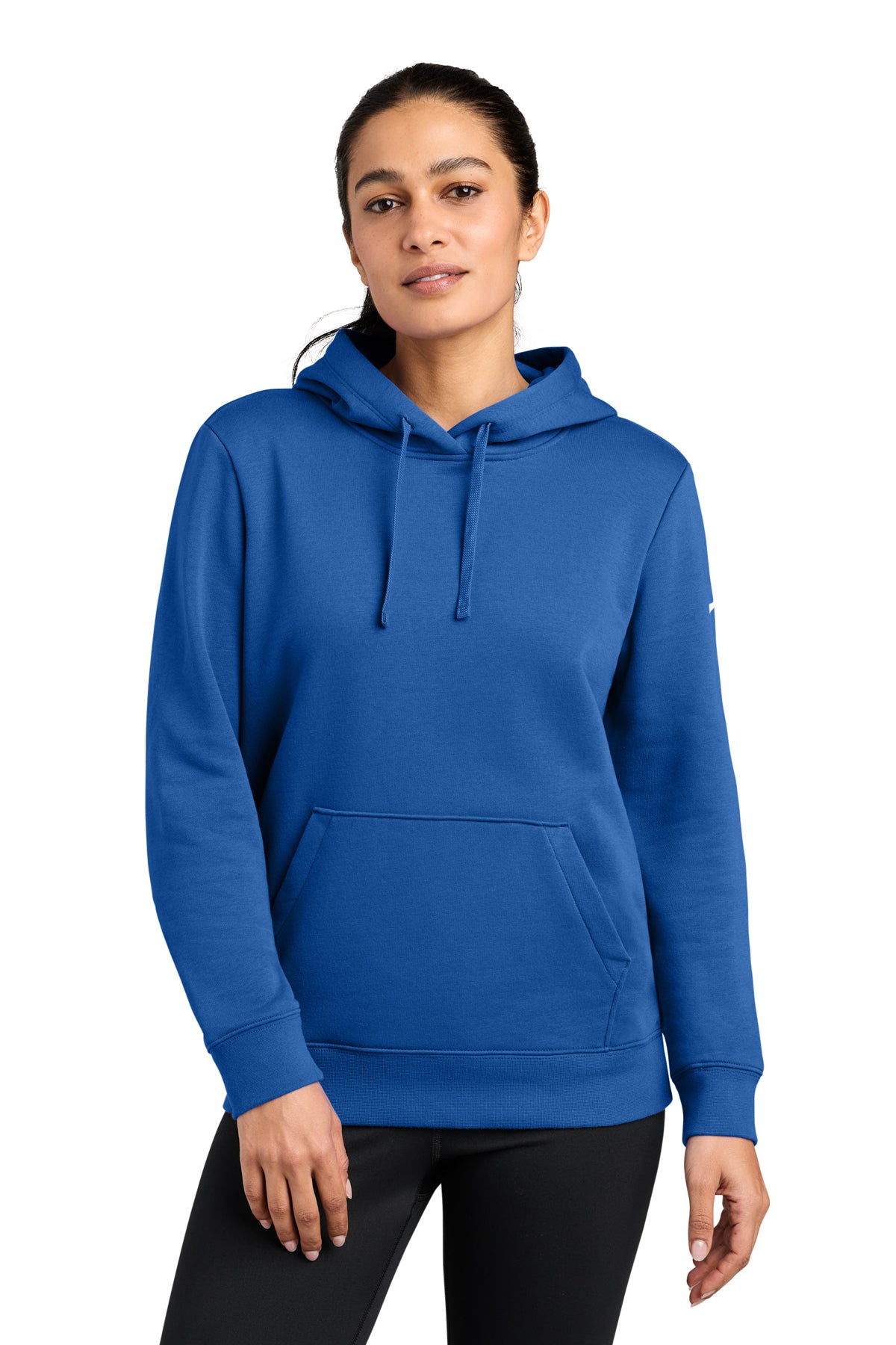 Nike Women's Club Fleece Sleeve Swoosh Pullover Hoodie in Game Royal, style NKFD9889