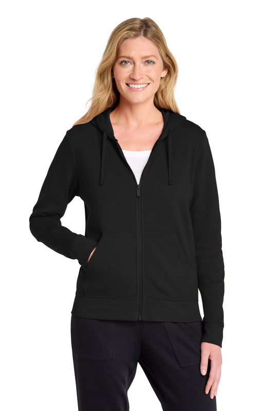 Nike Women's Club Fleece Sleeve Swoosh Full-Zip Hoodie in Black, style NKFD9890