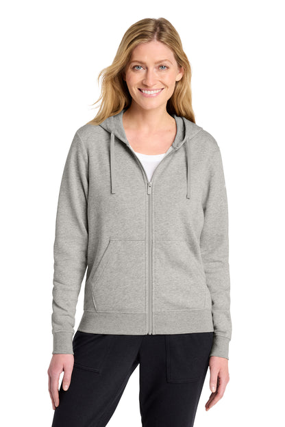 Nike Women's Club Fleece Sleeve Swoosh Full-Zip Hoodie in Dark Grey Heather, style NKFD9890