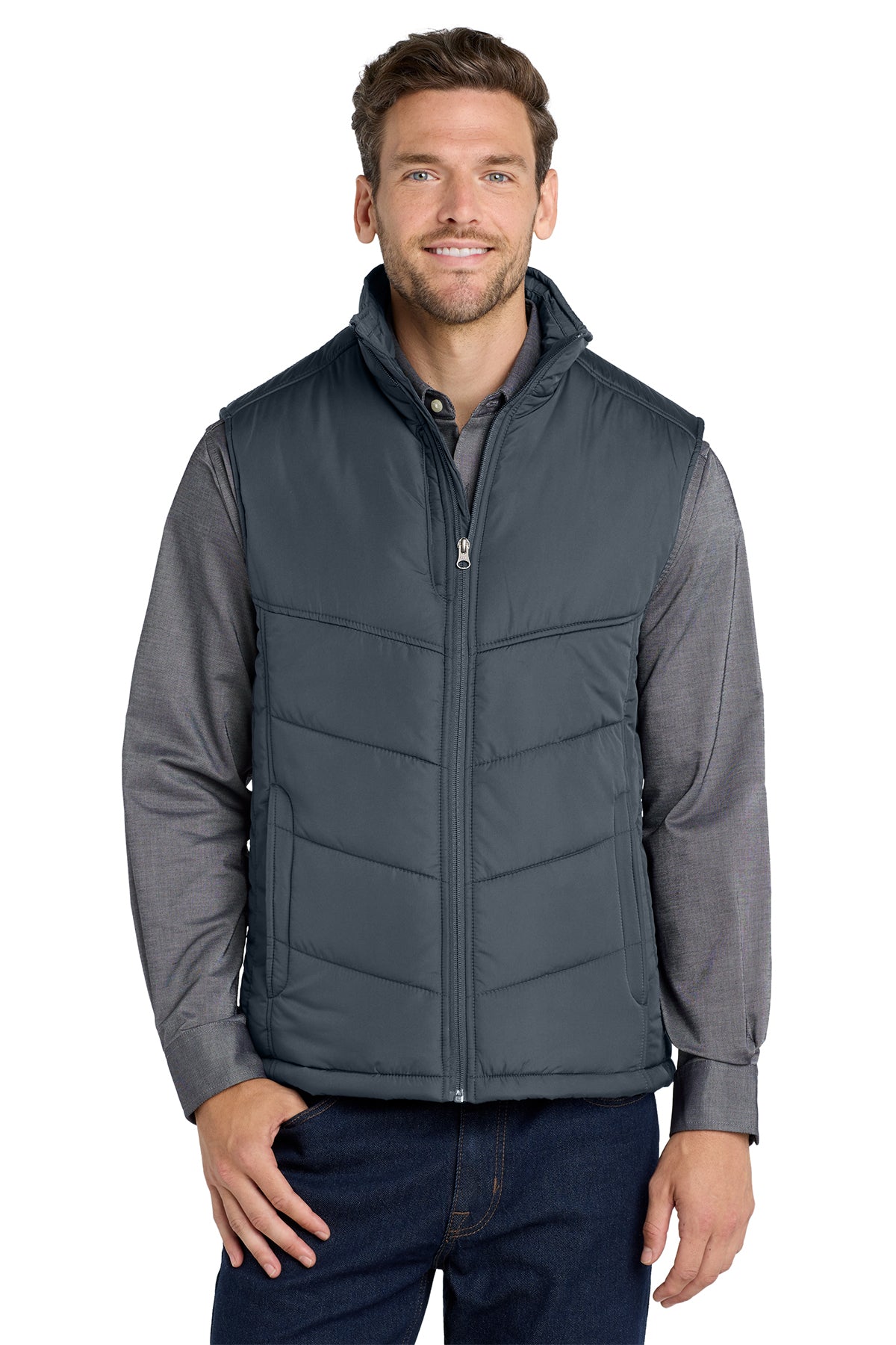 Port Authority J709 Puffy Vest in Dark Slate