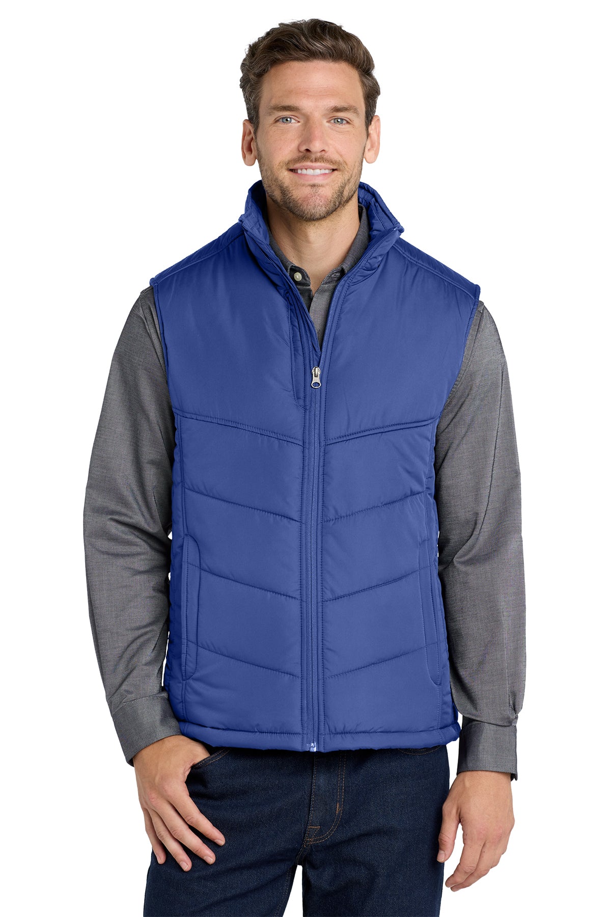 Port Authority J709 Puffy Vest in Medieval Blue