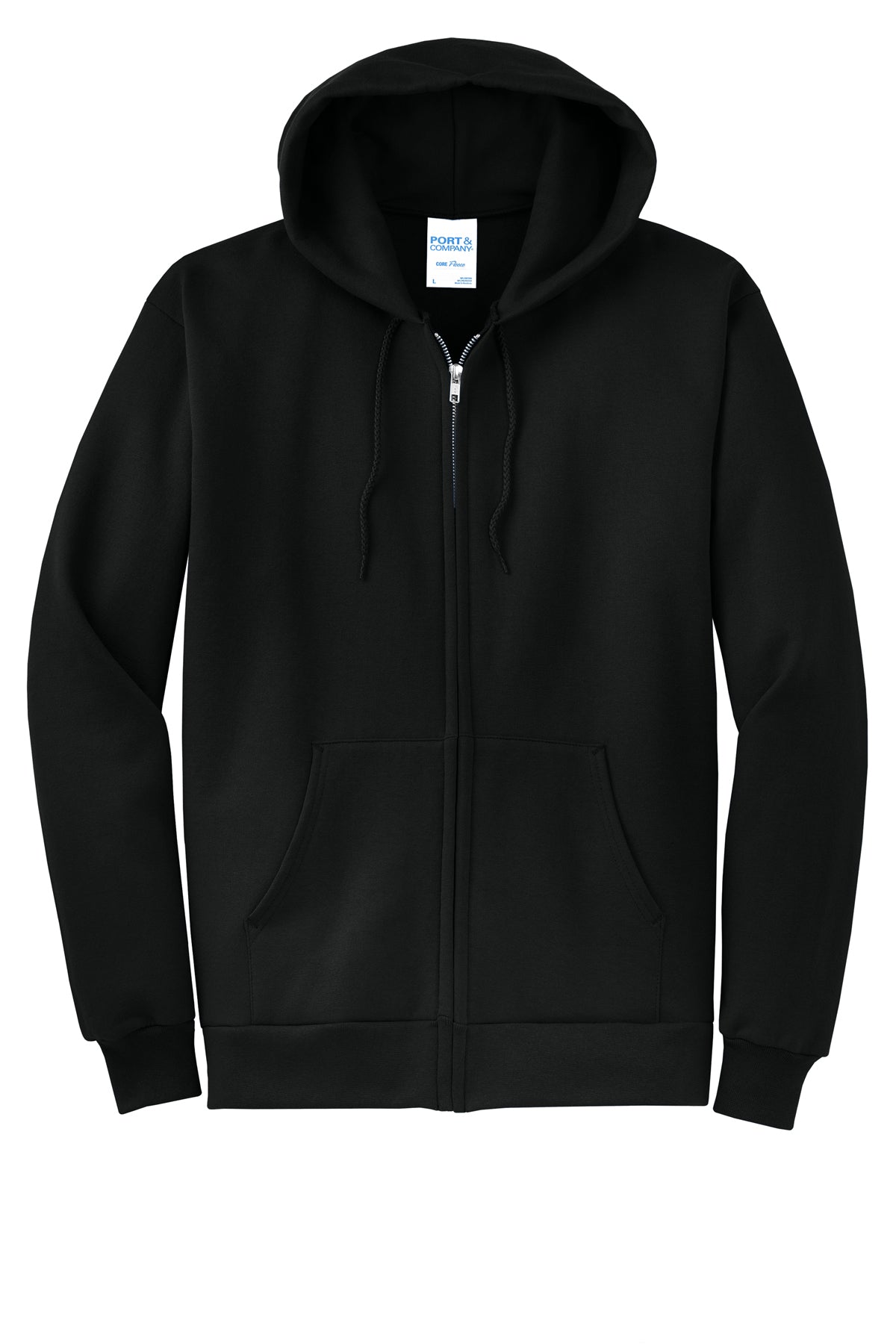 Port & Company Core Fleece Full-Zip Hooded Sweatshirt PC78ZH in Jet Black