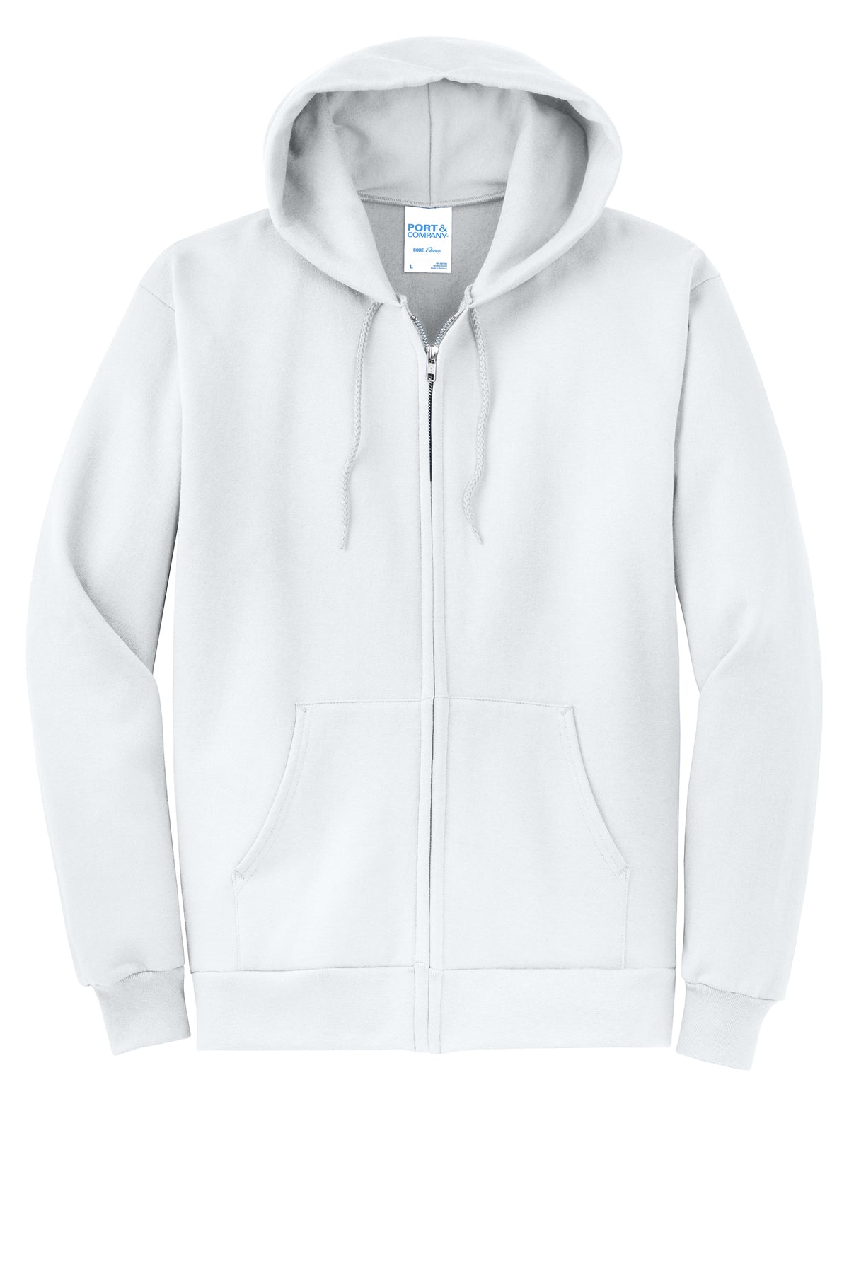 Port & Company Core Fleece Full-Zip Hooded Sweatshirt PC78ZH in White