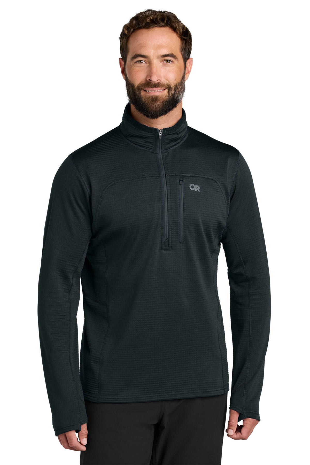Outdoor Research Tech Grid 1/4-Zip Fleece in Black, style OR322267