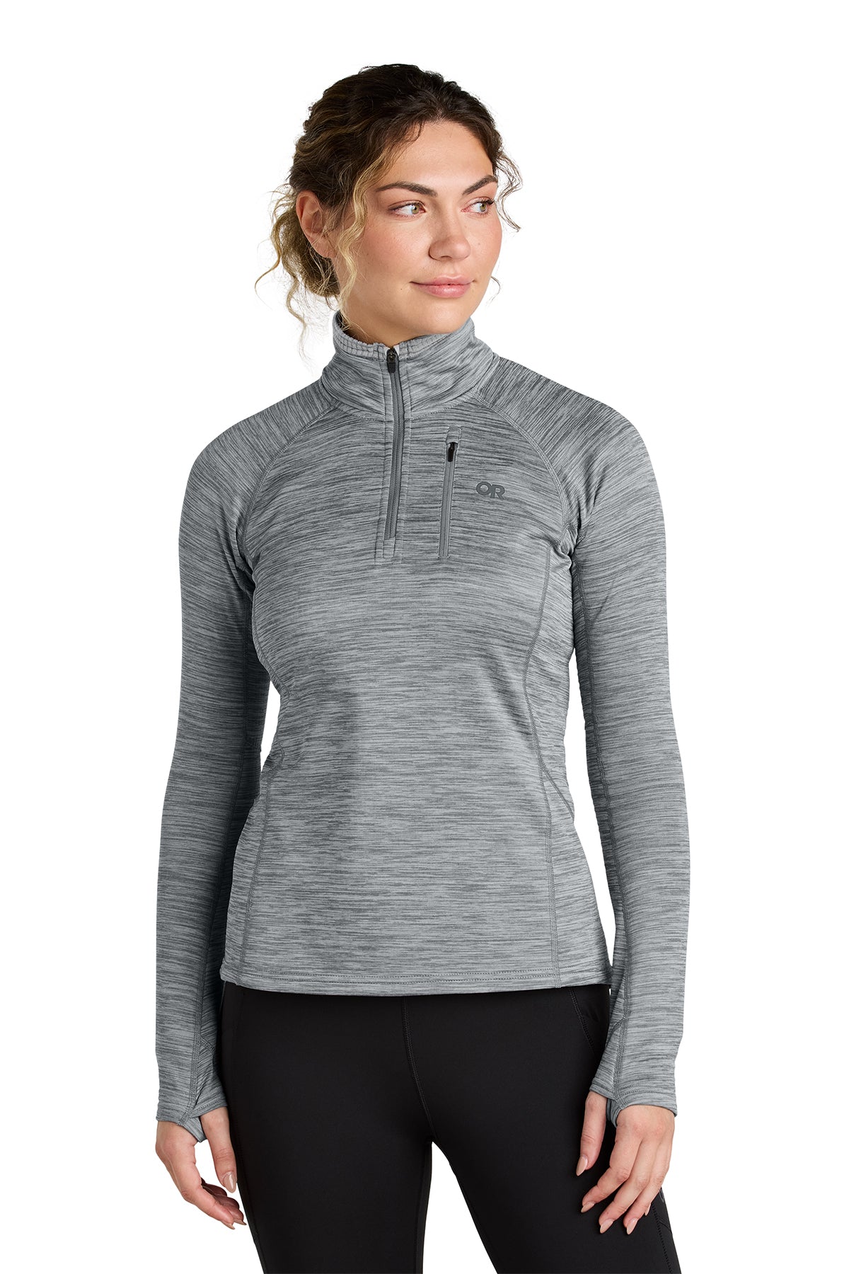 Outdoor Research Women's Tech Grid 1/4-Zip Fleece in Grey Heather, style OR322263