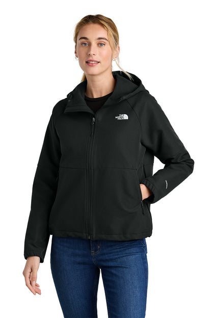 The North Face Women's Barr Lake Hooded Soft Shell Jacket in TNF Black Heather, style NF0A8BUE